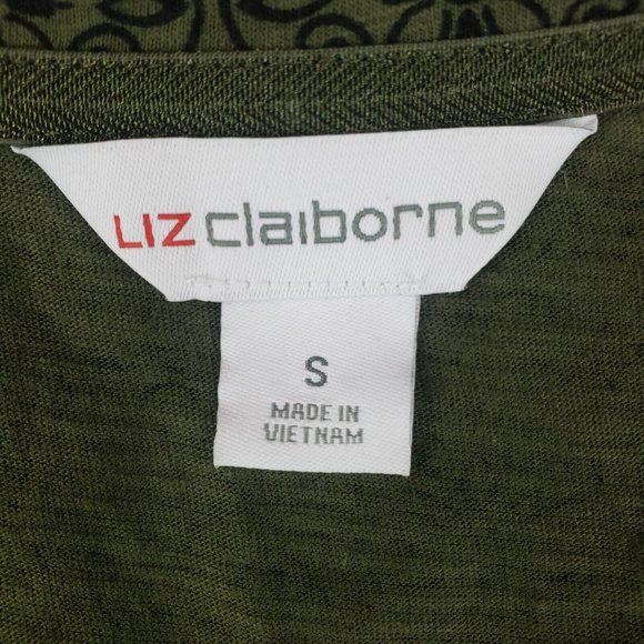 NWT Liz Claiborne Shirt Small S Womens Green Short Sleeve V Neck Cotton Top - Picture 9 of 10